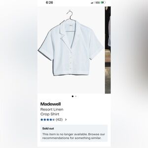 Madewell Resort Linen Crop Shirt